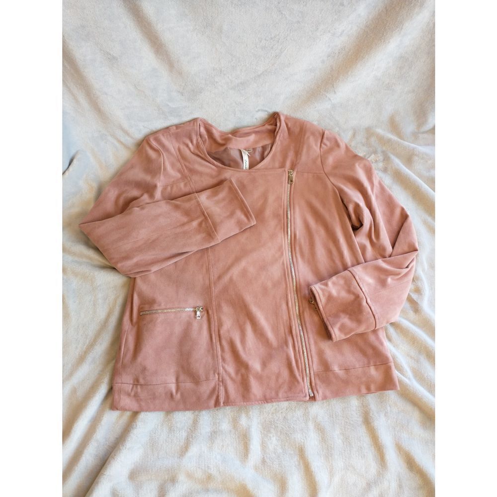NY Collection Petal Rose Faux-Suede Jacket